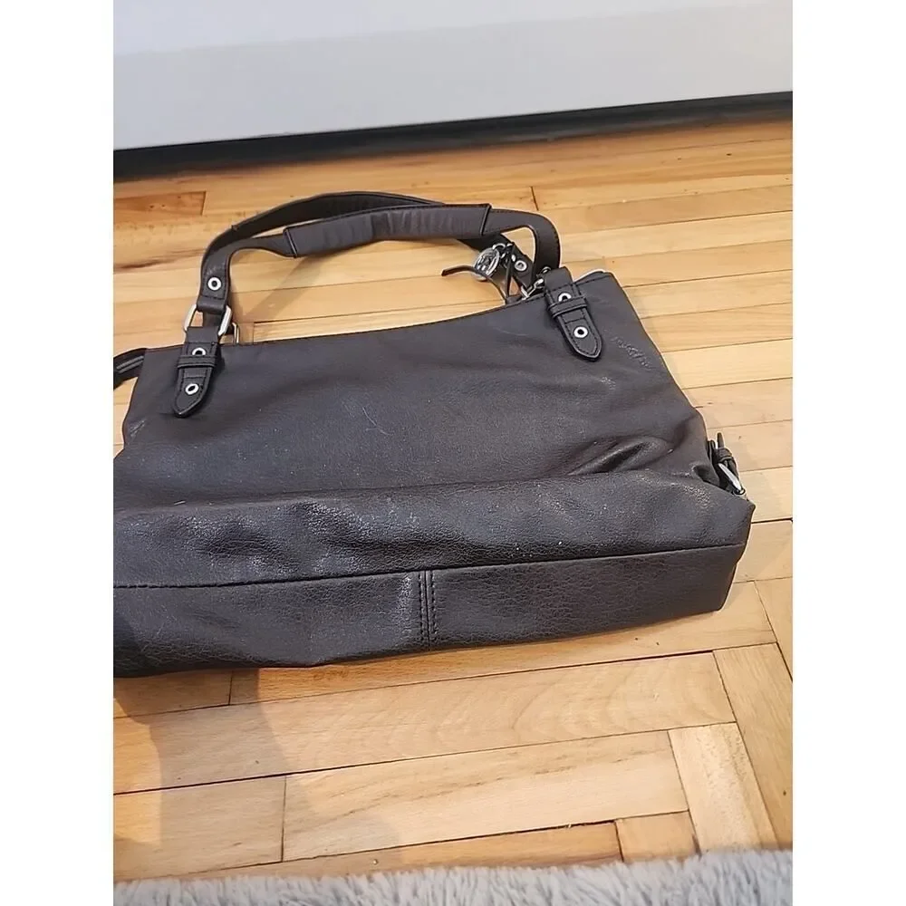Relic Double Handle Shoulder Bag Purse Brown Vegan Leather Clean Nice Pre-owned